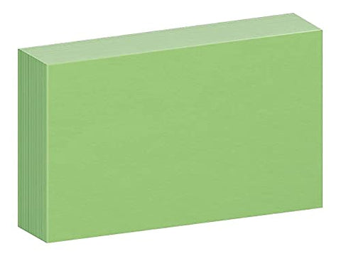 Oxford Blank Color Index Cards, 3" x 5", Green, 100 Per Pack (7320 GRE)