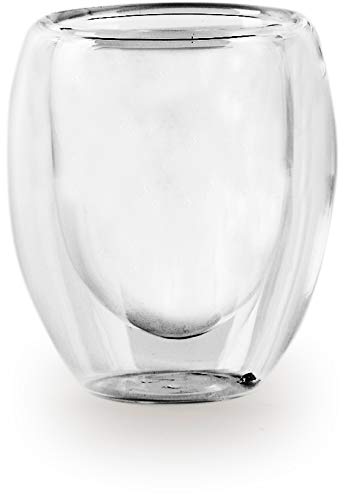 Circleware Thermax Double Wall Insulated Heat Resistant Espresso Latte Glass Cappuccino Tea & Coffee Cups, 4-Piece Set, Home & Kitchen Beverage Drinking Entertaining Glassware, 2.7 oz 4-pc Shots