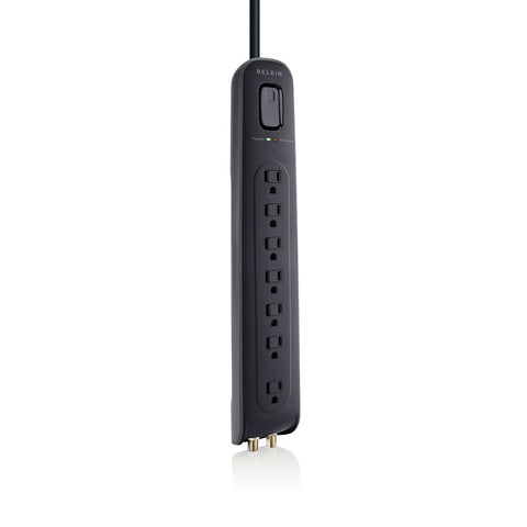 Belkin AV Power Strip Surge Protector and Coaxial Protection, 4ft Cord, Black