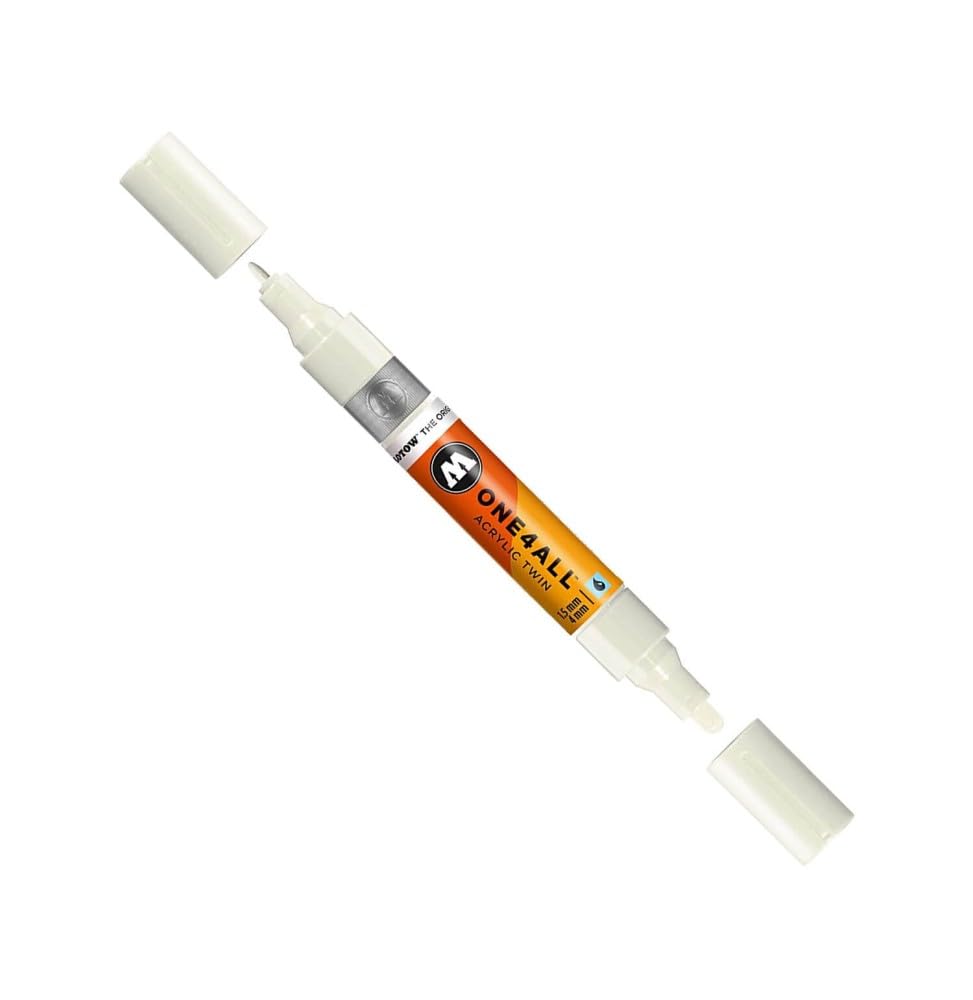 Molotow ONE4ALL Acrylic Twin Pump Marker, 1.5mm and 4mm Nibs, Nature White, 1 Each (227.435)