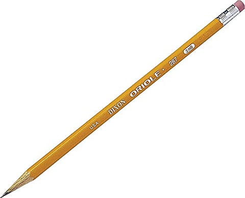 Dixon Oriole Woodcase Pencil, #2.5/F Medium Fine, Yellow Barrel, 12-Pack (12875)