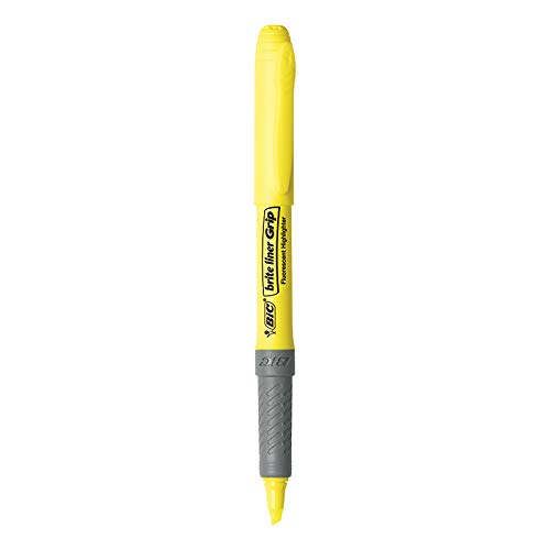 BIC Brite Liner Grip Highlighters, Chisel Tip (1.6 mm), Classic Yellow, 2-Count Pack, Best Highlighters for School Supplies and Office Supplies