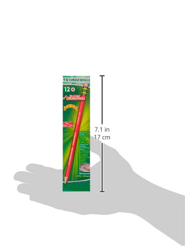Ticonderoga Erasable Checking Wood-Cased Pencils, Pre-Sharpened, Red, 12 Count