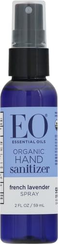 EO Hand Sanitizer Spray, 2 Ounce (Pack of 2), French Lavender, Sugarcane Derived Alcohol with Essential Oils, TSA friendly