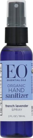 EO Hand Sanitizer Spray, 2 Ounce (Pack of 2), French Lavender, Sugarcane Derived Alcohol with Essential Oils, TSA friendly