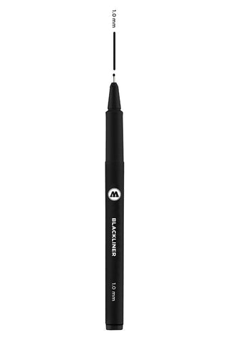 MOLOTOW Blackliner Pen, 1mm Tip, Black Permanent Ink, 1 Each (703.209)