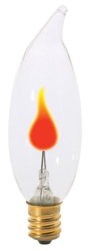 Satco S3656 3 Watt CA8 Incandescent Soft White 2700K Candlabra Base Clear Light Bulb, Flicker