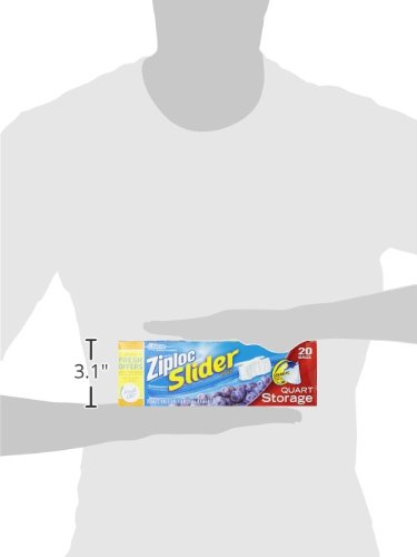 Ziploc Quart Food Storage Slider Bags, Power Shield Technology for More Durability, 20 Count