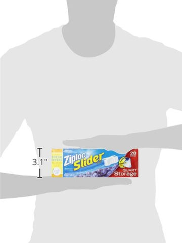 Ziploc Quart Food Storage Slider Bags, Power Shield Technology for More Durability, 20 Count