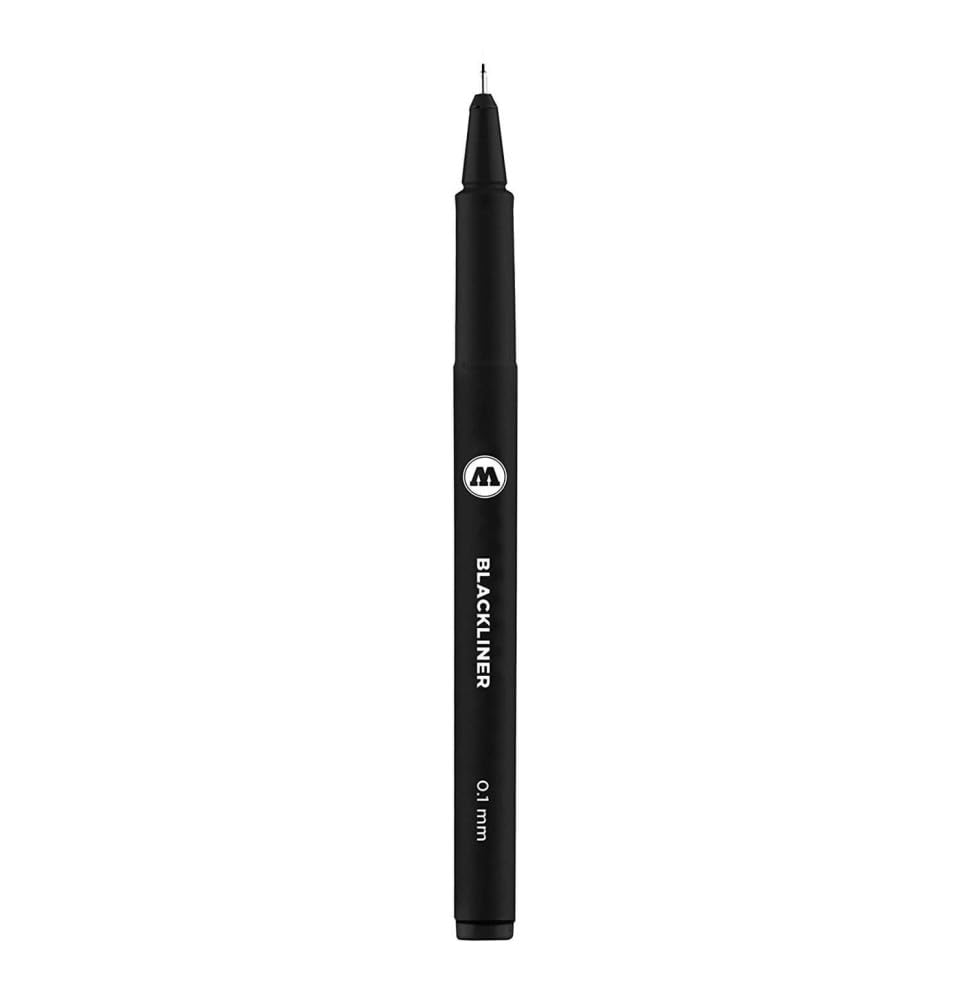 Molotow Blackliner Pen, .1mm Tip, Black Permanent Ink, 1 Each (703.202)