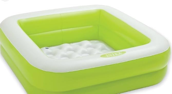 Intex Square Inflatable Kids Pool, 34 x 34 x 10 inches, Pink and White, 15 Gallon