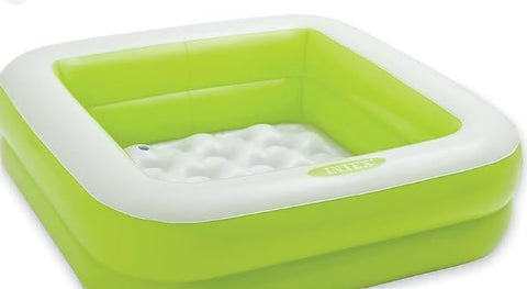 Intex Square Inflatable Kids Pool, 34 x 34 x 10 inches, Pink and White, 15 Gallon