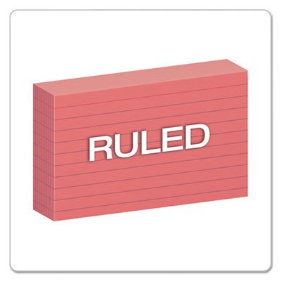 Oxford 3" x 5" Ruled Index Cards, Cherry, Pack of 100