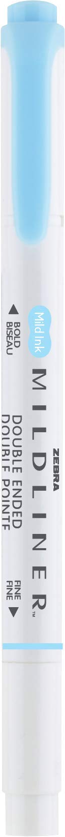 Zebra Pen Mildliner Dual-Tip Highlighters, Broad and Fine Tips, Ideal for Bible Highlighting, No Bleed, School Supplies, Teacher Supplies, and Office Supplies, Mild Blue Ink, 12-Pack (78120upc)
