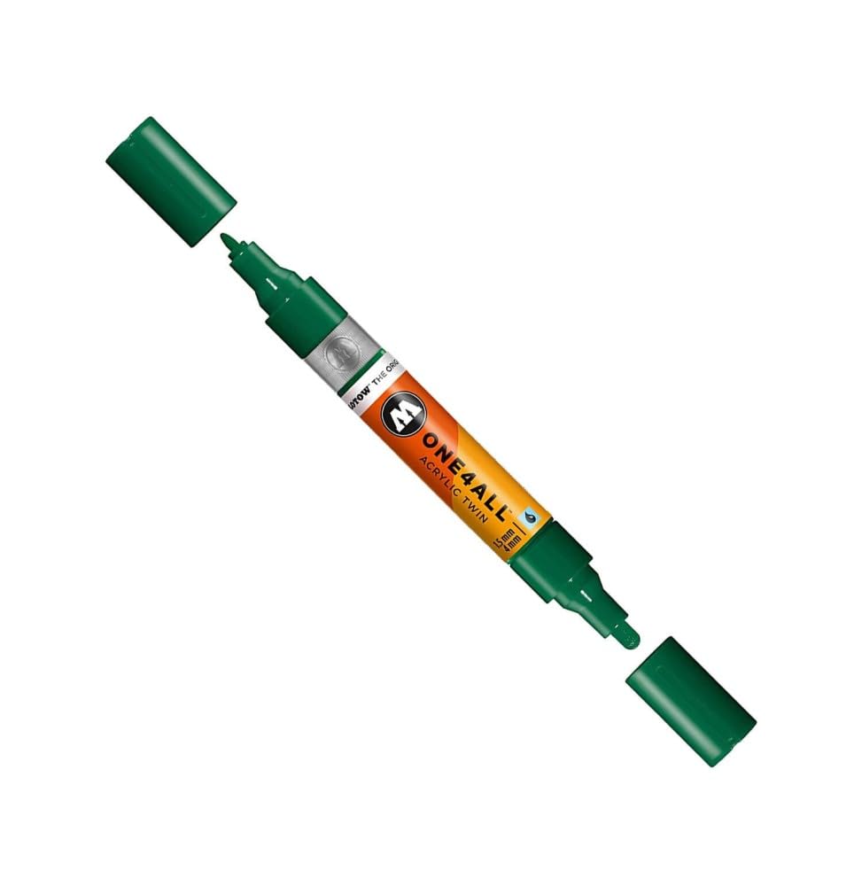 Molotow ONE4ALL Acrylic Twin Pump Marker, 1.5mm and 4mm Nibs, Mister Green, 1 Each (227.409)