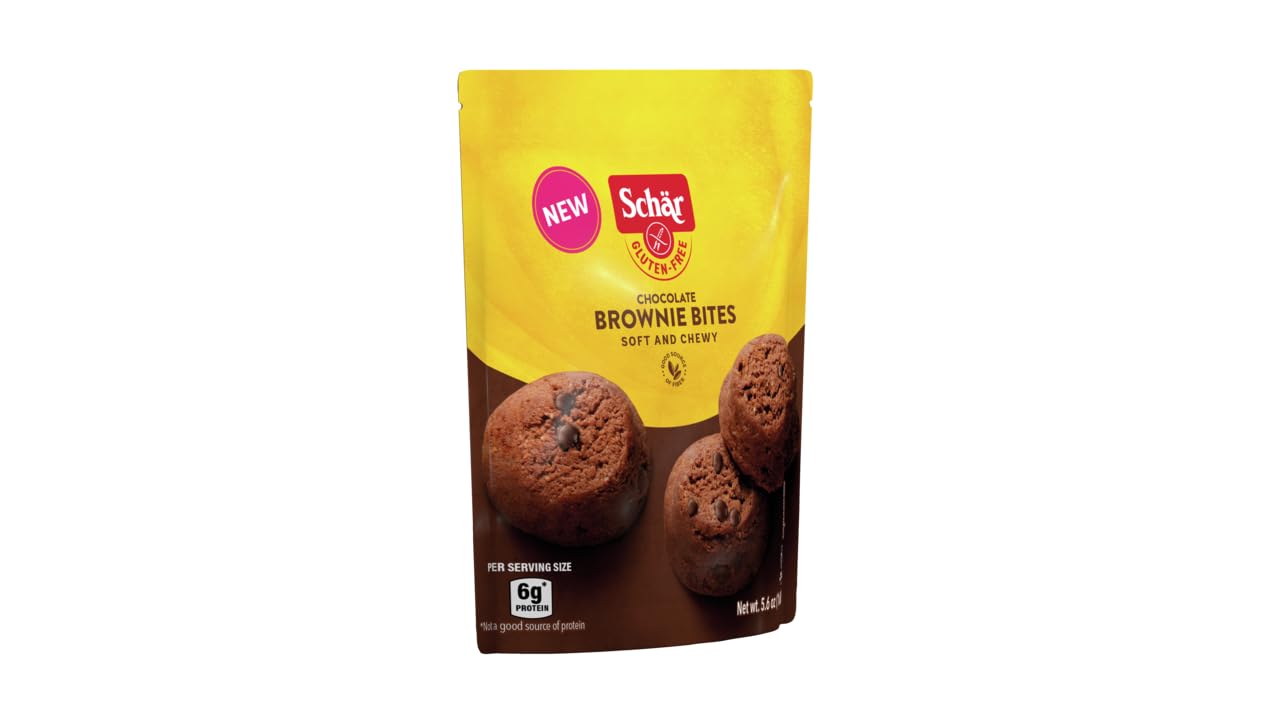 Schär Gluten-Free Chocolate Brownie Bites, 8-Pack – Crispy Wafer Center, Smooth Premium Chocolate, Non-GMO, No Artificial Preservatives, Perfect Snack or Dessert