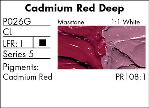 Grumbacher Pre-Tested Oil Paint, 37ml/1.25 Ounce, Cadmium Red Deep (P026G)