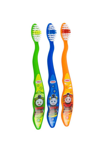 Brush Buddies Thomas & Friends Kids Toothbrush 3 Pack Soft Bristle Toddler Toothbrushes Small Head Easy Grip Handles Fun Train Designs Gentle Oral Care for Children Ages 2+