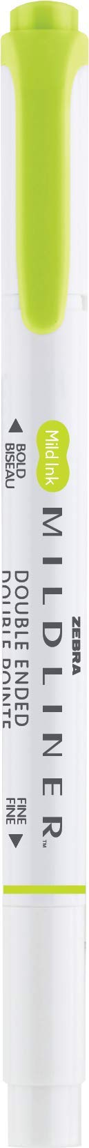 Zebra Pen Mildliner Dual-Tip Highlighters, Broad and Fine Tips, Ideal for Bible Highlighting, No Bleed, School Supplies, Teacher Supplies and Office Supplies, Mild Citrus Green Ink, 12-Pack (78450upc)