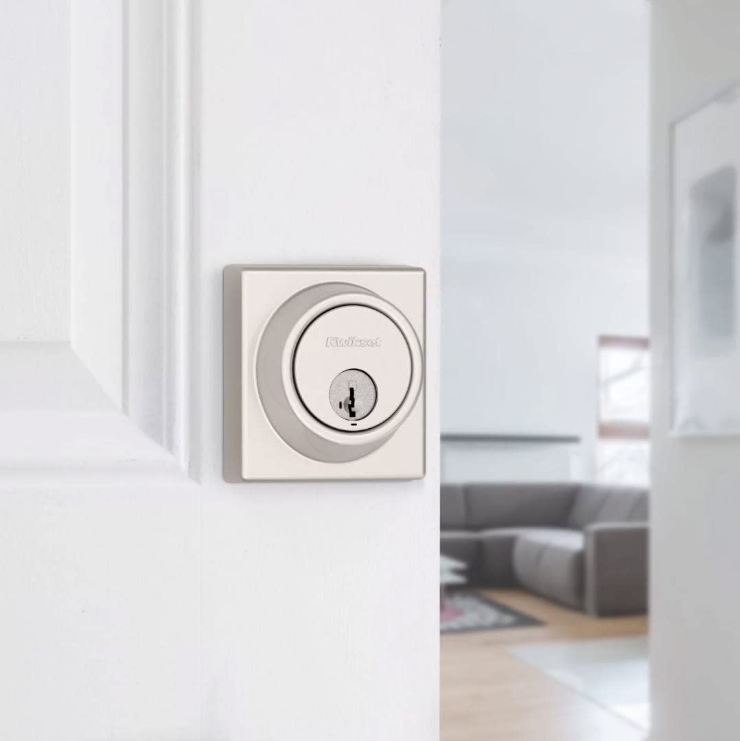 Kwikset 816 KeyControl Deadbolt Deadbolt Lock, Polished Chrome Round Exterior Keyed Front Entry Door, Pick Resistant SmartKey Rekey Security, Single Cylinder Dead Bolt