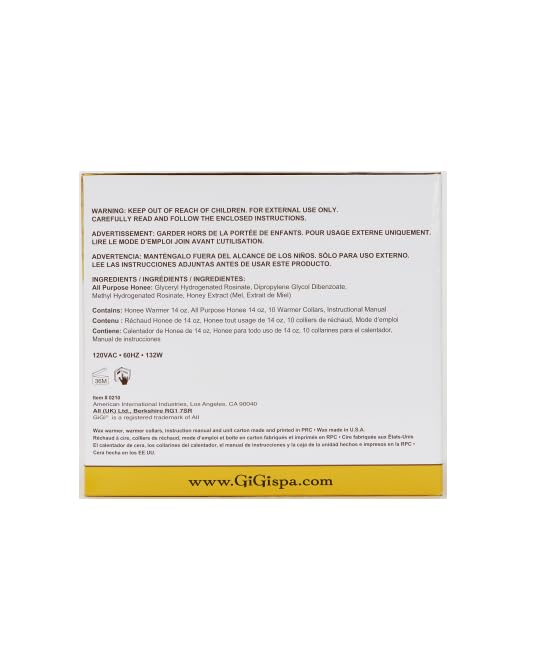 GiGi Honee Wax Warmer Kit - Hair Removal Waxing Kit with All-Purpose Wax & Collars, Ideal for At-Home & Salon Use on Face, Body, Legs & Arms