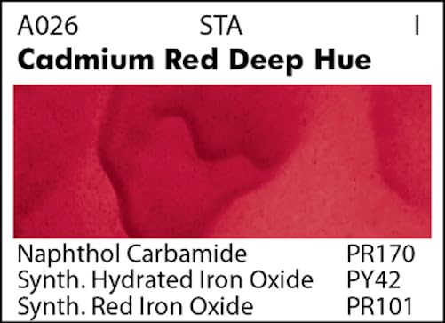 Grumbacher Academy Watercolor Paint, 7.5ml/0.25 Ounce, Cadmium Red Deep Hue (A026)