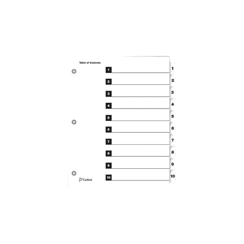 Cardinal OneStep Index System Numeric Paper Dividers, 10-Tab, White (CRD61013)