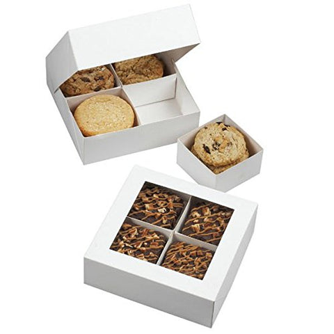 Wilton Treat Sampler Boxes, Perfect for Sharing homemade Desserts, Cookies and Snacks as a Gift, Each Box has 4-Compartments, Includes 3-Boxes, White