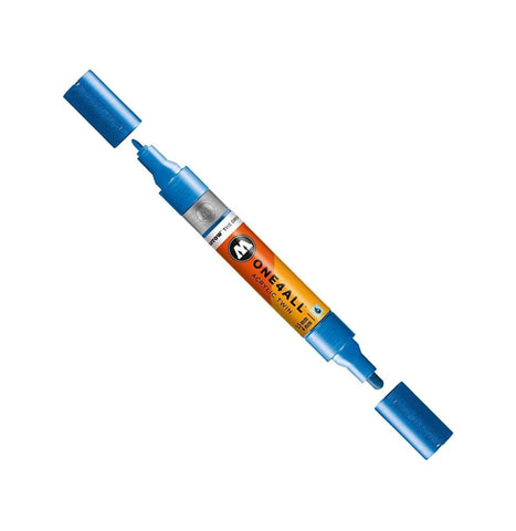 Molotow ONE4ALL Acrylic Twin Pump Marker, 1.5mm and 4mm Nibs, Metallic Blue, 1 Each (227.502)
