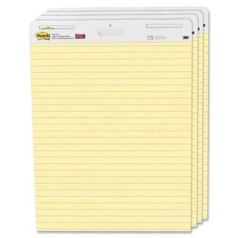 Wholesale CASE of 2 - 3M Post-it Faint Rule Easel Pad-Easel Pad,Self-stick,Lined,30 Sheets,25"x30",4/CT,Yellow