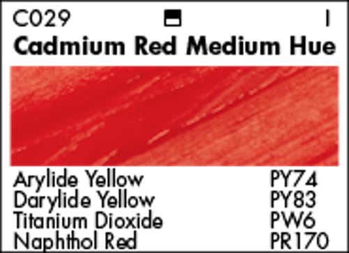 GRUMBACHER Academy Acrylic Paint, 75ml/2.5 Ounce Plastic Tube, Cadmium Red Medium Hue (C029P), 2.50 Fl Oz (Pack of 1)