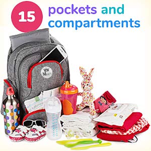 Diaper Bag Backpack with YKK Zippers for Girls and Boys, Large Waterproof Organizer with Stroller Straps, Wipes Pocket and Infant Changing Pad - Perfect for Baby Showers