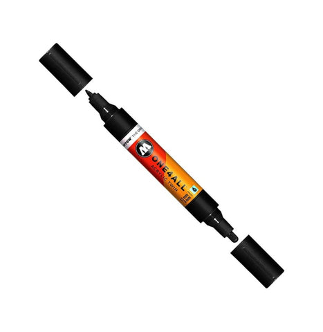 Molotow ONE4ALL Acrylic Twin Pump Marker, 1.5mm and 4mm Nibs, Signal Black, 1 Each (227.412)