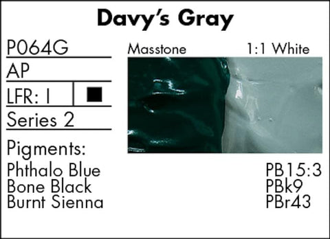 Grumbacher Pre-Tested Oil Paint, 37ml/1.25 Ounce, Davy's Gray (P064G)