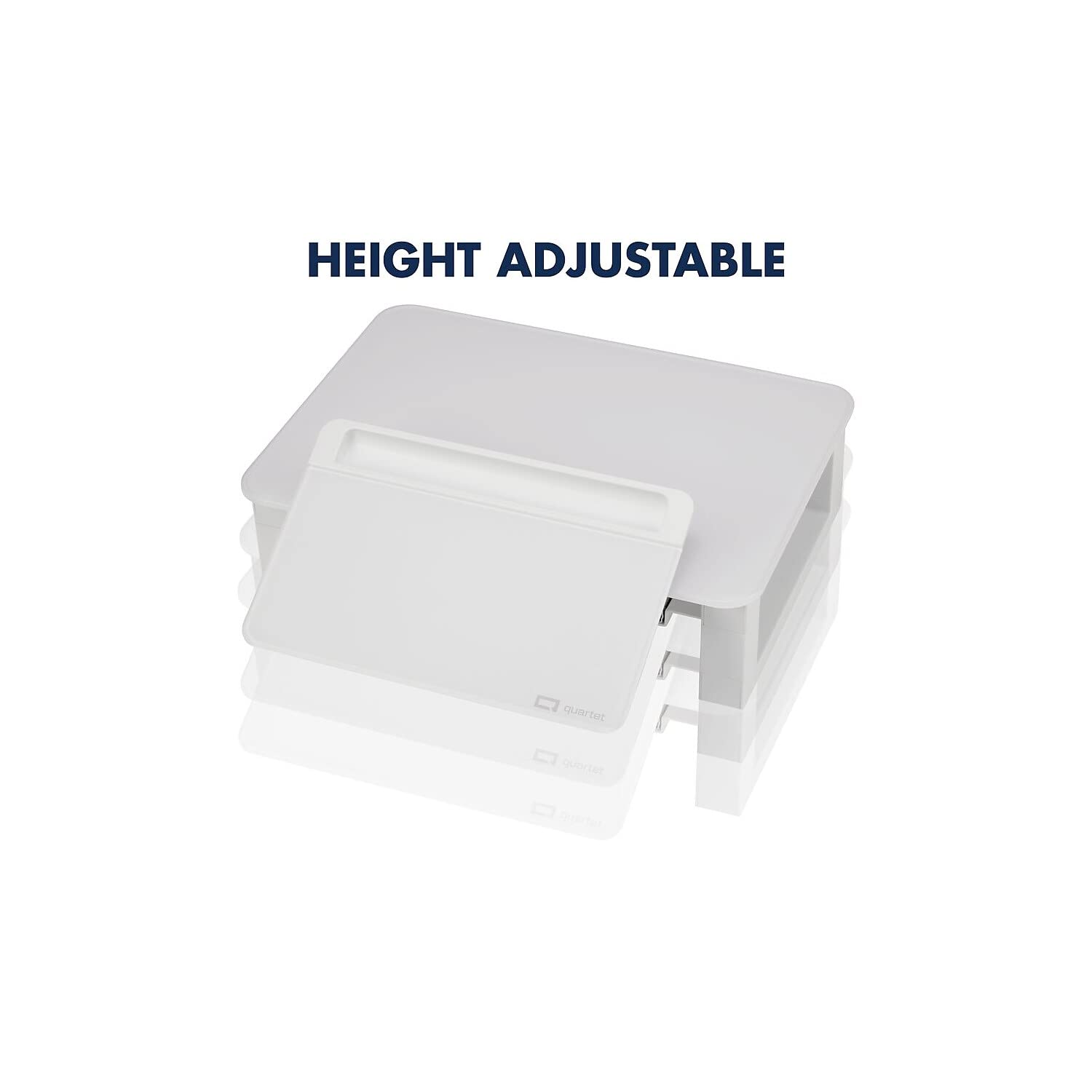 Quartet Desktop Glass Monitor Riser for Computer with Dry-Erase Board, Adjustable Height (Q090GMRW01)