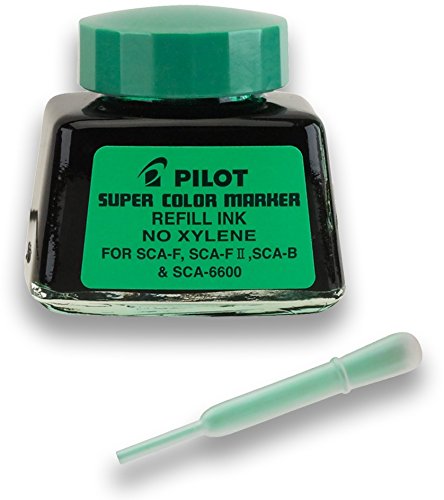 Pilot Super Color Permanent Marker Refill Ink, Xylene-Free, 1 Ounce Bottle with Dropper, Green Ink (48800)