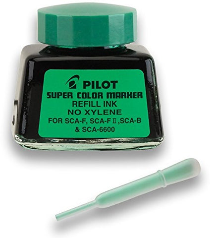Pilot Super Color Permanent Marker Refill Ink, Xylene-Free, 1 Ounce Bottle with Dropper, Green Ink (48800)