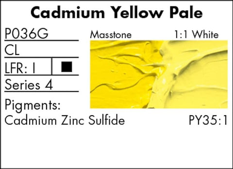 GRUMBACHER Grumbacher Pre-Tested Oil Paint, 37ml/1.25 Ounce, Cadmium Yellow Pale (P036G), 1.25 oz.