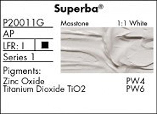 Grumbacher Pre-Tested Oil Paint, 150ml/5.07 oz., Superba White (P20011G)