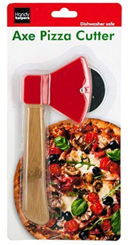 bulk buys Kitchen Essentials Axe Pizza Cutter, 8.25", Brown/Red/Silver