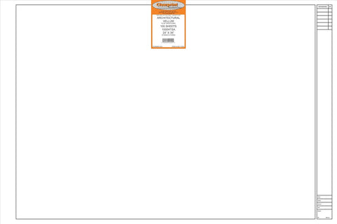 Clearprint 24" x 36" 1000H Design Vellum Sheets with Architect Title Block, 16 lb., 100% Cotton, 100 Sheets Per Pack, 1 Each