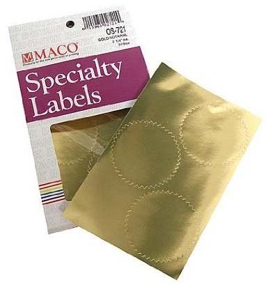 Maco OS-721 Notary Gold Seal Labels, 2-1/4-inch, Two (2) Boxes, (64 Seals)