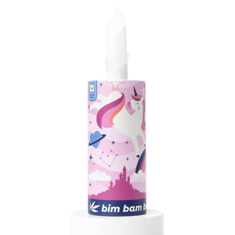Bim Bam Boo 100% Bamboo Facial Tissue Tube, 3-ply Hypoallergenic Travel Tissues in Car Tissue Holder, 1 Eco-Friendly Cylinder Tissue Tube