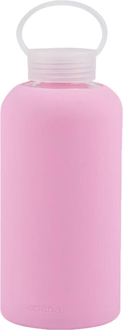 Apana Yoga Glass Water Bottles BPA Free Non Slip Sleeve Leak Proof Lid Reusable 32 Oz Sports Water Bottle Wide Mouth Lid Portable Hydration Tumbler