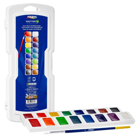 Prang Semi-Moist Watercolors 16-Color Half Pan Set