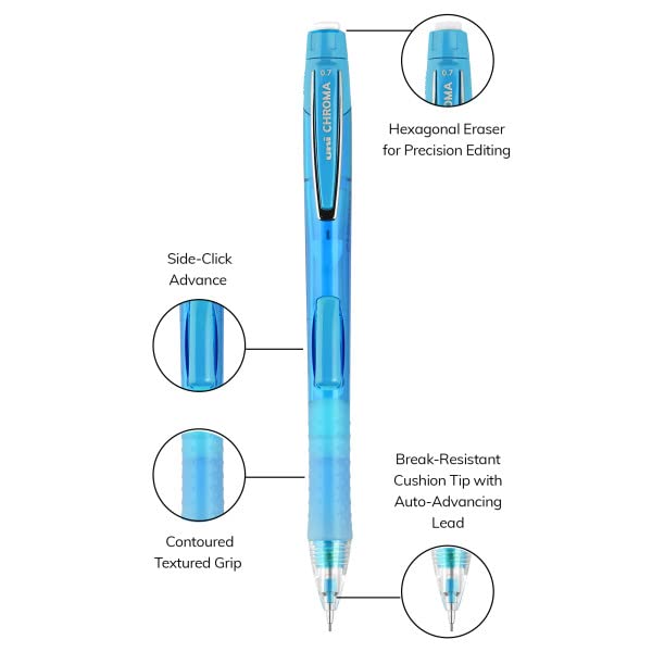 uniball Chroma Mechanical Pencil Starter Kit, 0.7mm, HB #2, Assorted Barrel, 2 Pack