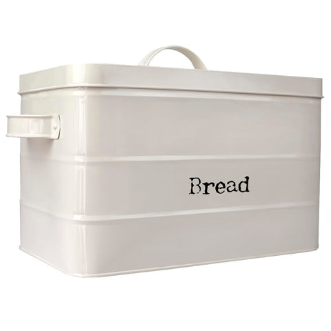 Home Basics Tin Canister Collection, 13-Liter Bread Box with Cover, Kitchen Food Storage Organization, Ivory