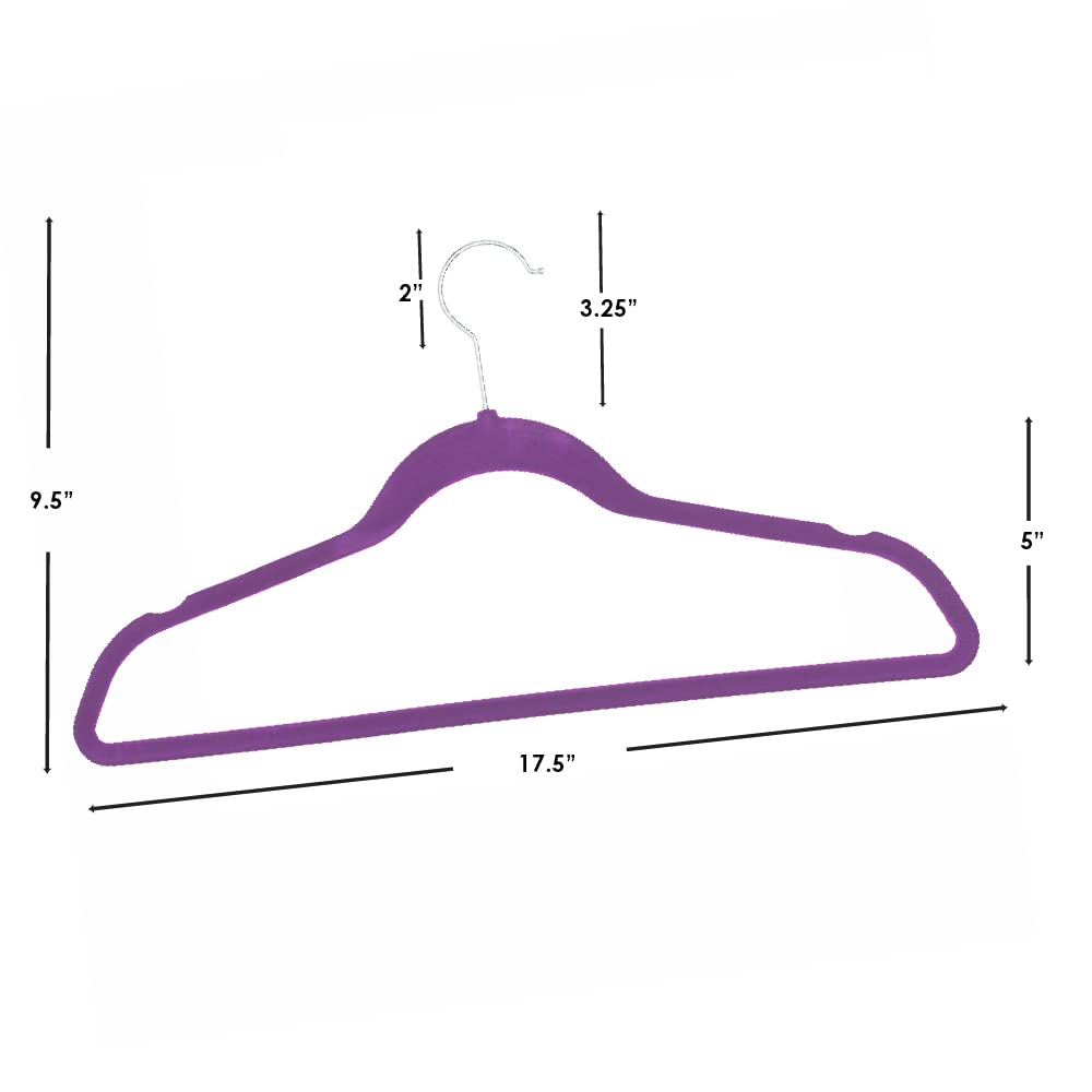Sunbeam Slip-Proof Snag-Free Ultra Slim Velvet Hanger with Rotating Steel Hook (Pack of 10) (PURPLE)
