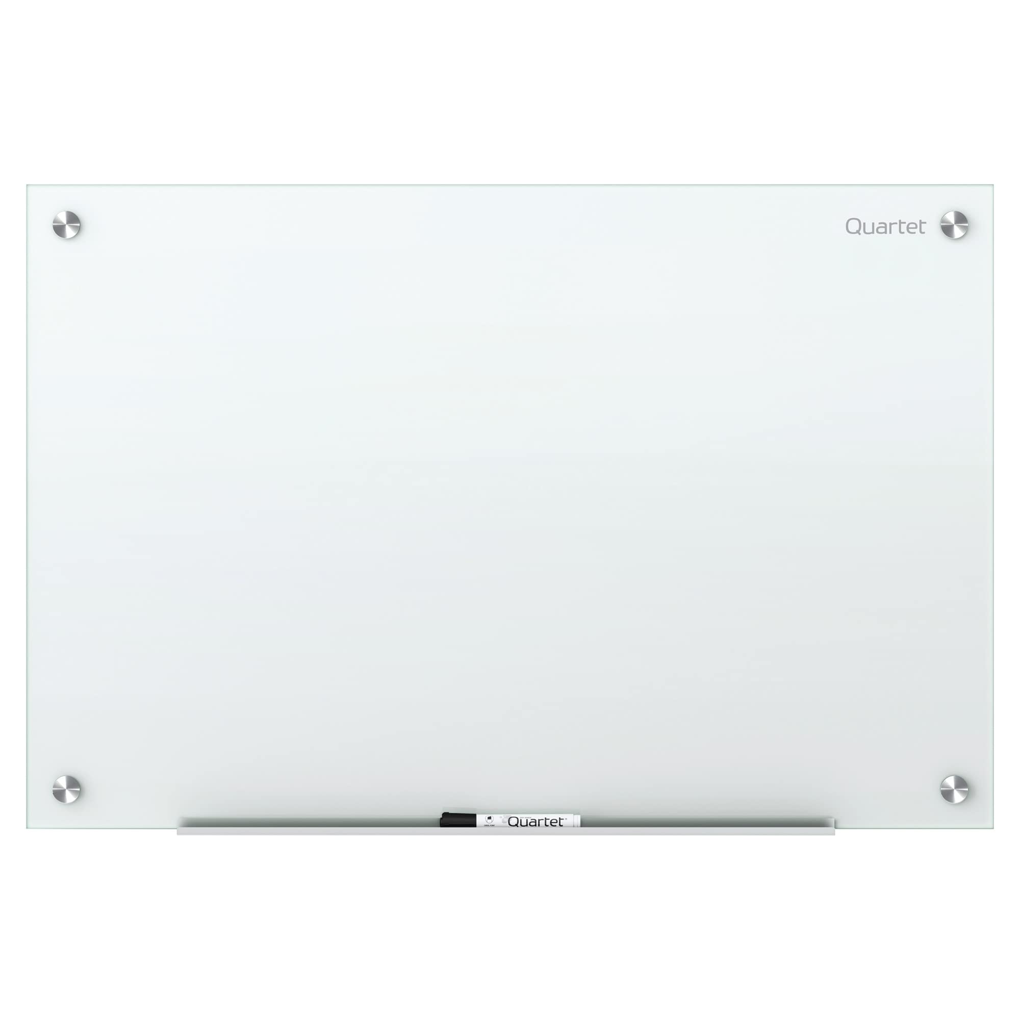Quartet Whiteboard, Glass Dry Erase Board, Non-Magnetic, 48"W x 36"H, Infinity Frameless Mounting, White Surface, Accessory Tray, and 1 Dry Erase Marker (G4836NMW)