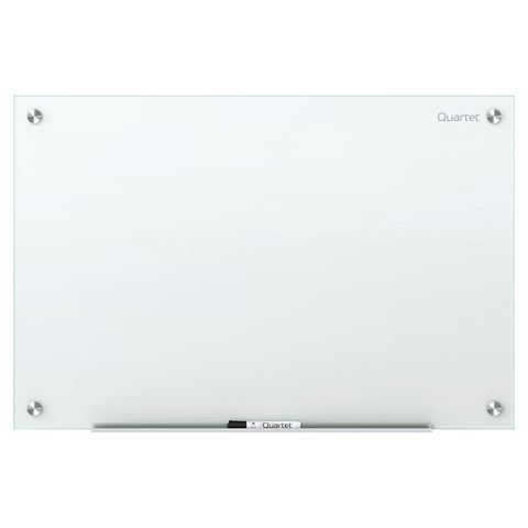 Quartet Whiteboard, Glass Dry Erase Board, Non-Magnetic, 48"W x 36"H, Infinity Frameless Mounting, White Surface, Accessory Tray, and 1 Dry Erase Marker (G4836NMW)